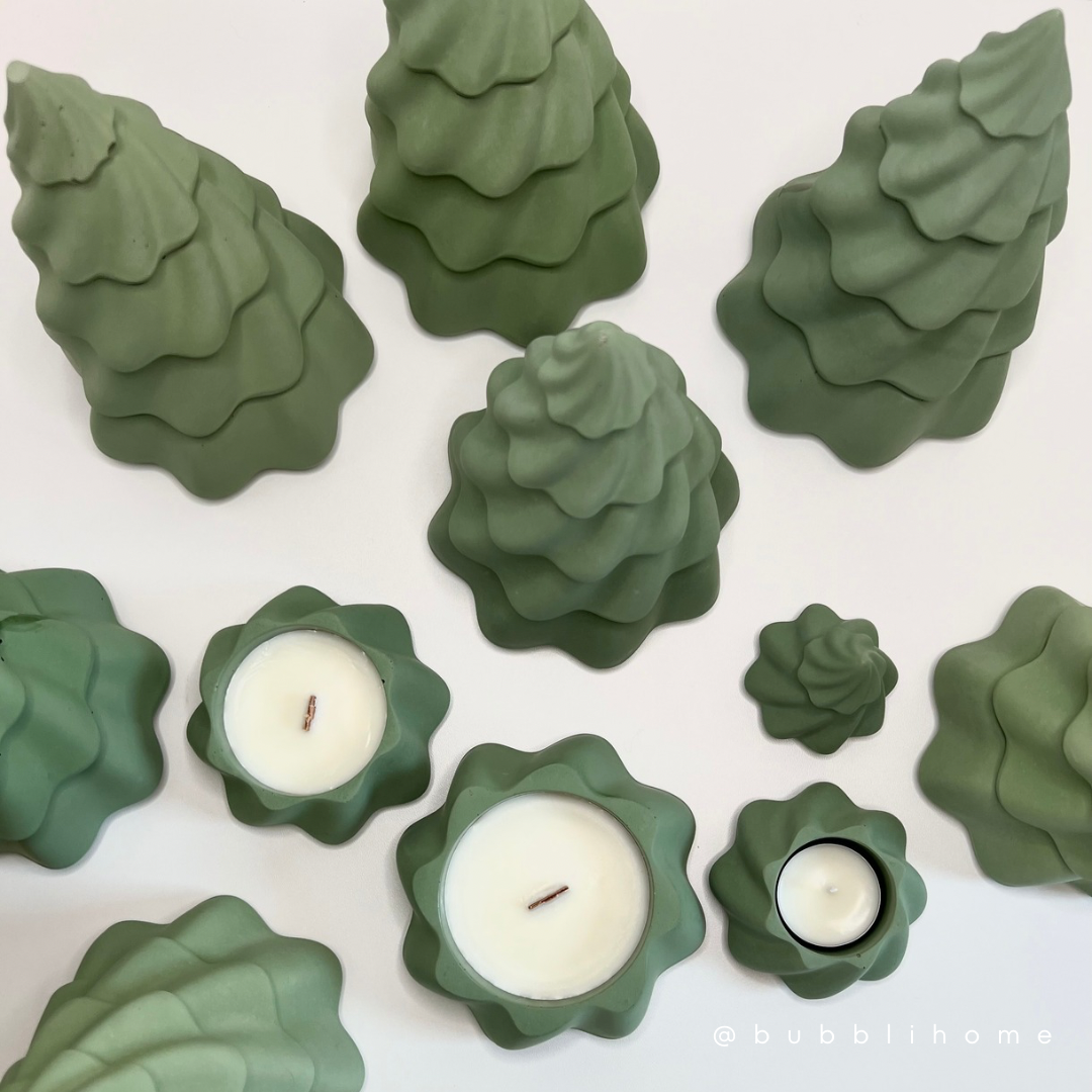 Stacking Christmas Tree Candle - Handmade Concrete Soy Wax Candle