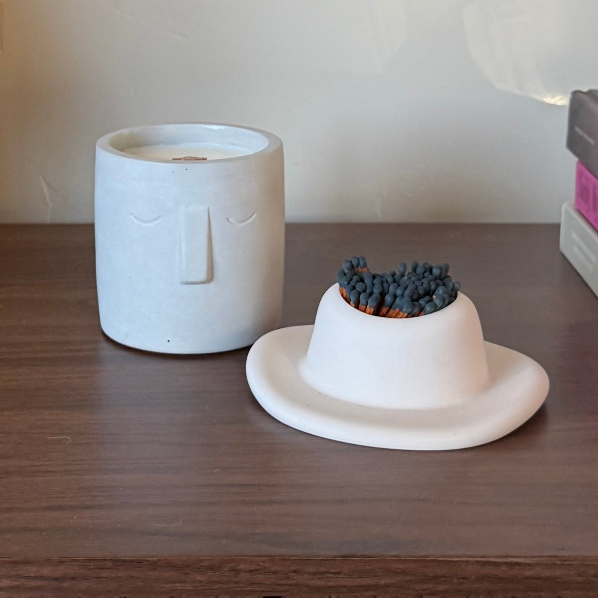 Cowboy Concrete Candle with Hat Lid - Handmade Soy Wax Candle
