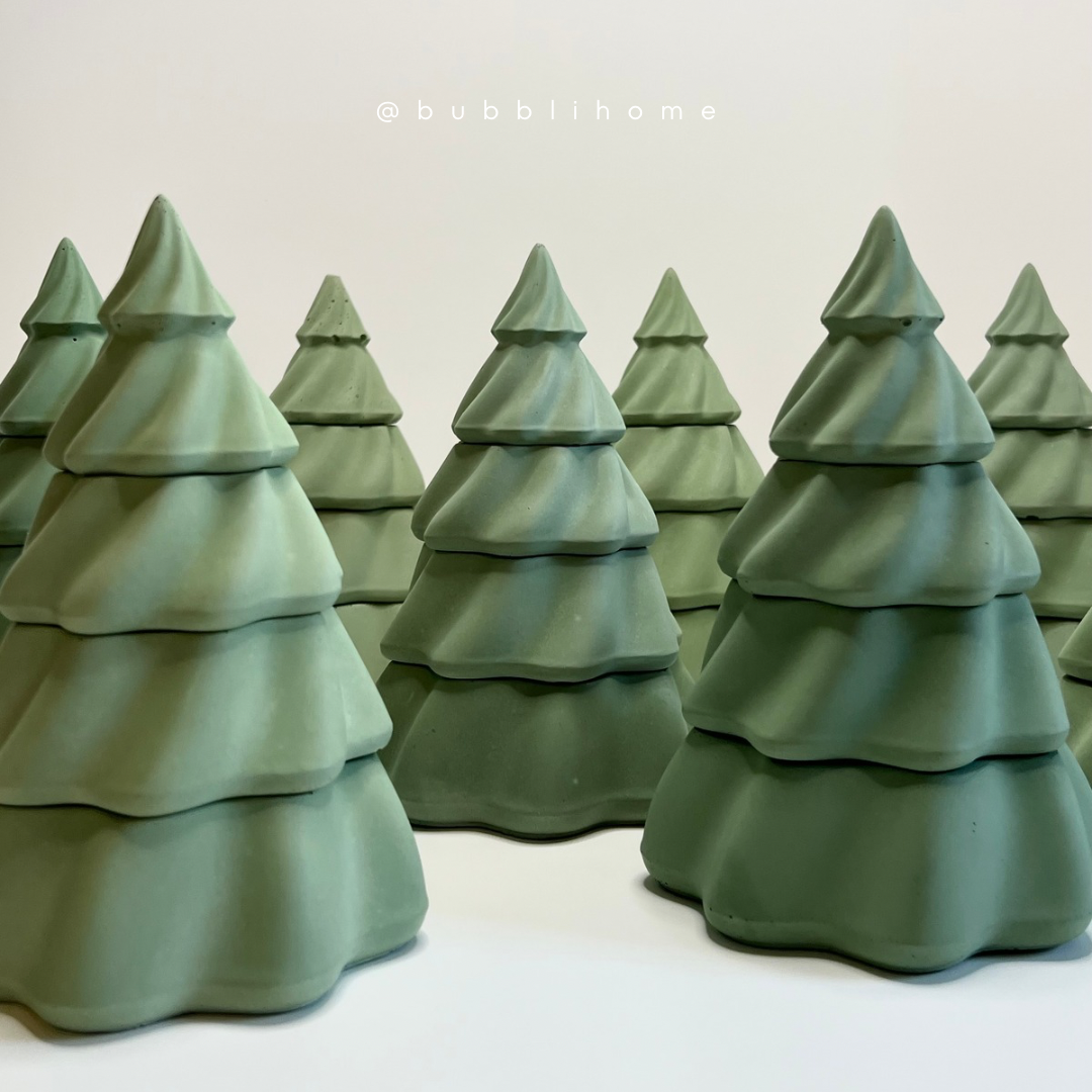 Stacking Christmas Tree Candle - Handmade Concrete Soy Wax Candle